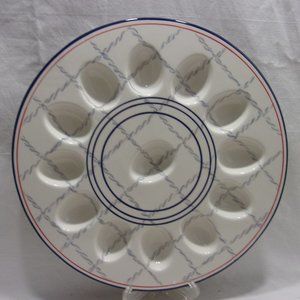 Paula Deen Nautical Ahoy Matte!! Deviled Egg Plate/Platter 12"D Easter